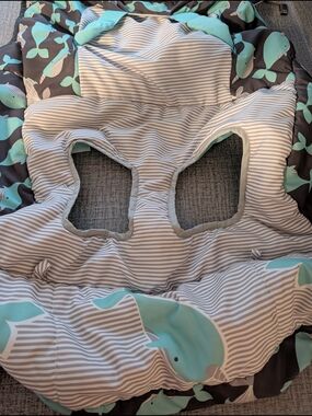 Go Goldbug Teal and Gray Whale Cart Cover Shopping Playful Print